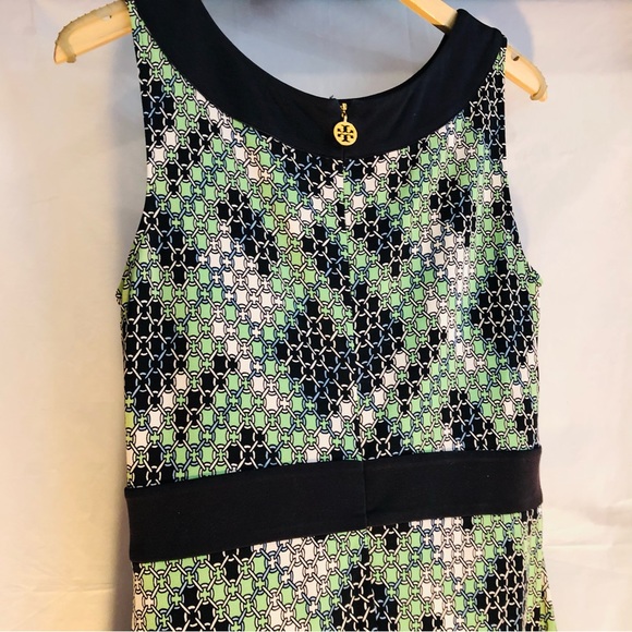 Tory Burch Silk Summer Dress / Green  Black - Size Medium - Picture 5 of 13